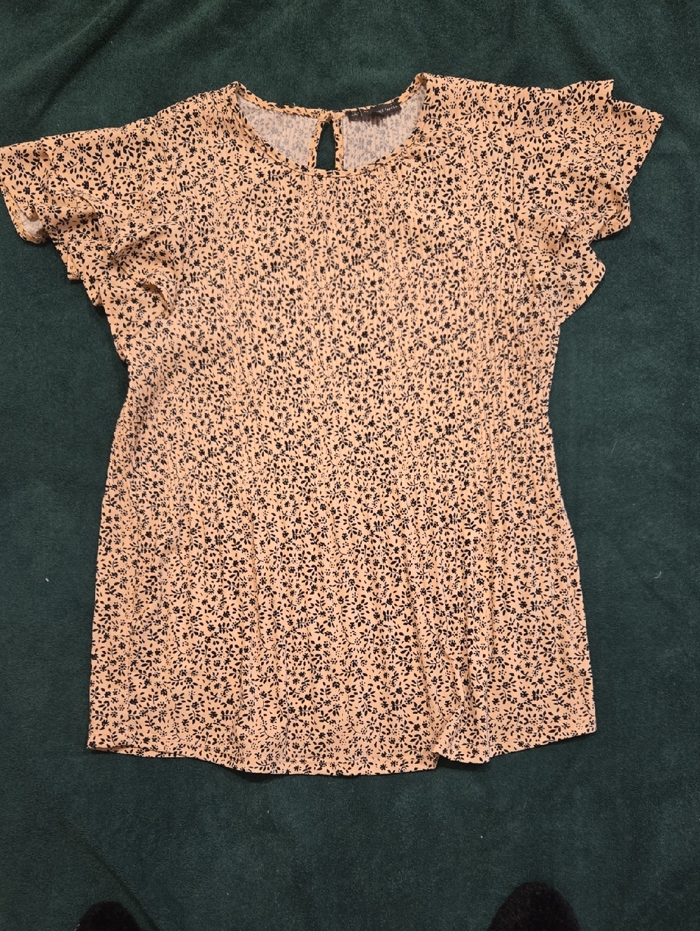 Adrianna Papell Blush Pink Floral Ruffle Sleeve Blouse